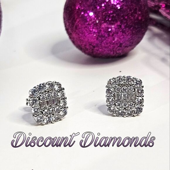 New - Stunning Clear /White Moissanite Dangle Hook Earrings on 925  Silver - Picture 3 of 8